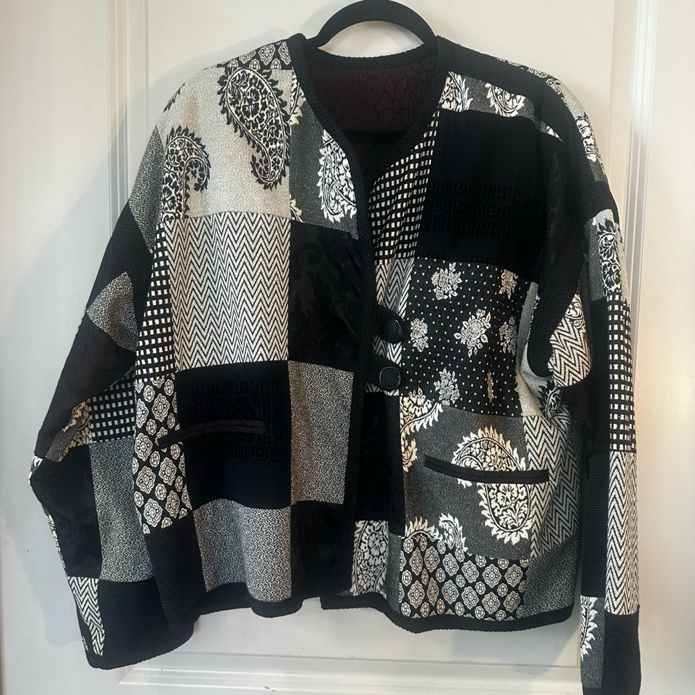 Vintage Reversible Patchwork 2button Black/White … - image 1